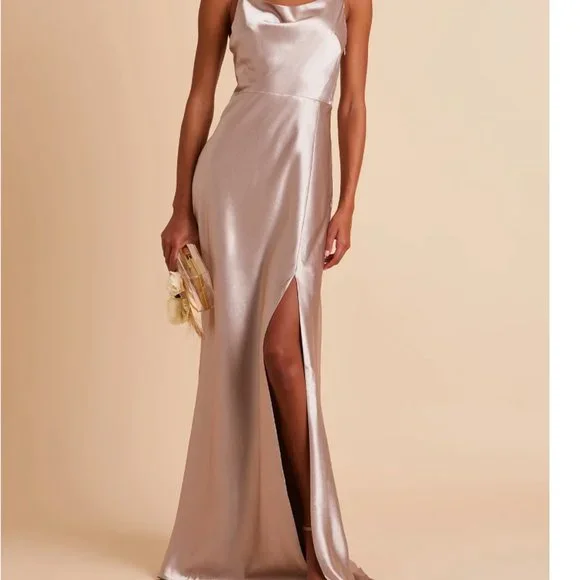 Birdy Grey | Dresses | Birdy Grey Lisa Long Satin Dress Taupe Medium